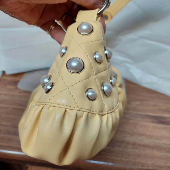 Gerolamo Soft Butter Yellow Dumpling  with Pearl Accents Bag - Picture 4 of 16